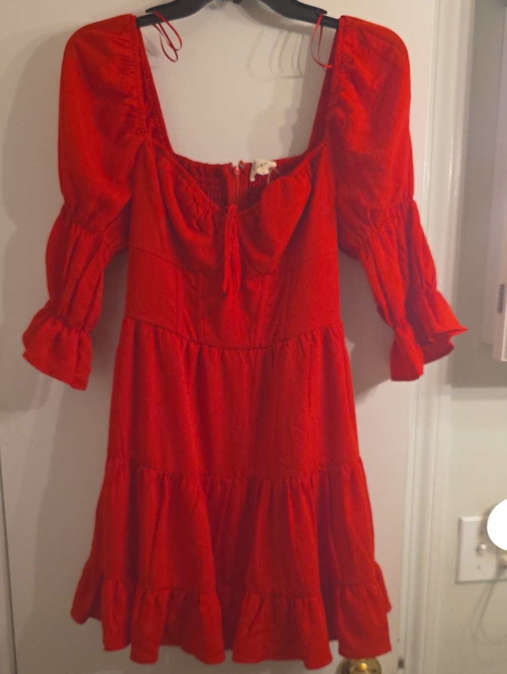 Lena Red Smocked Bodice Dress